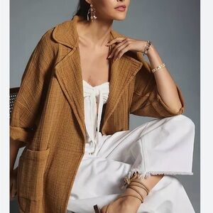 Pilcro Rust Brown Open-Front Jacket